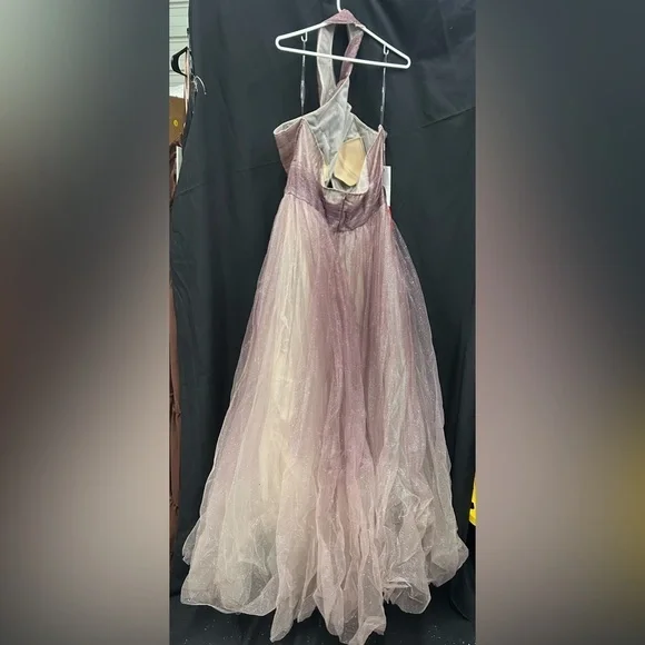 Mac Duggal 20376 NWT Glitter Ombre Halter Neck Ballgown